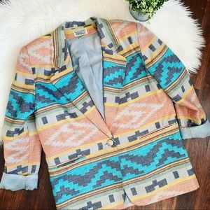 VINTAGE BLASS SPORT AZTEC 80'S YUPPIE BLAZER